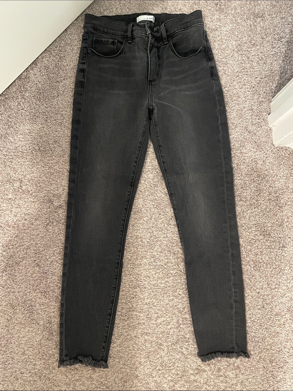 Loft Black Skinny Jeans with Raw Hem size 2 26 inch waist